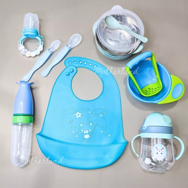 Motherland Customized Feeding Set Package – 7 pcs (Blue)