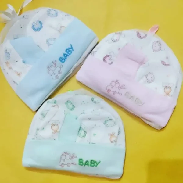 Baby Cotton Cap Mitten Booties Set