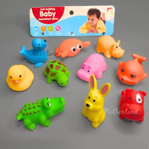 Soft Rubber Sound Baby Wash Bath Play Animal Toys - 10 pcs