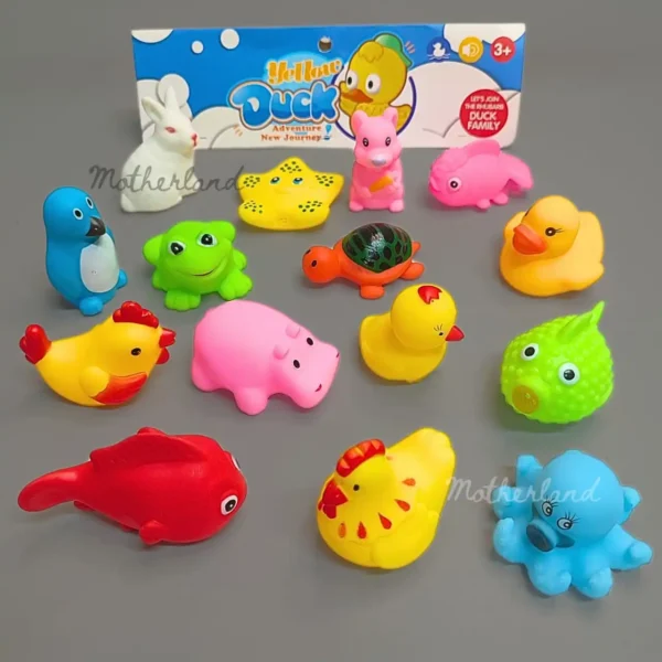 Soft Rubber Sound Baby Wash Bath Play Animal Toys - 15 pcs