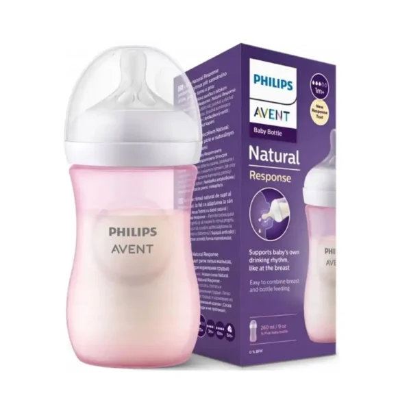 Philips Avent Natural Response Color Baby Feeding Bottle Wide Neck PP 1m+ 260ml Single Bottle