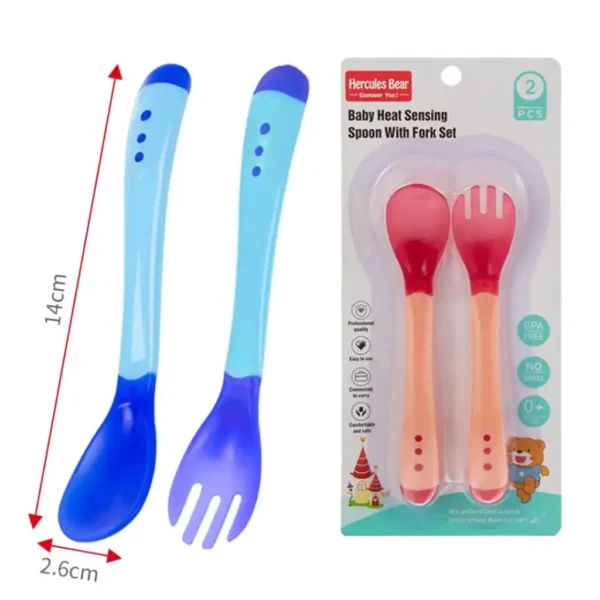 Hercules Bear Baby Heat Sensing Spoon With Fork Set - 2 pcs